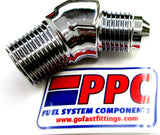 45 & 90 Degree NPT to AN Male Flare Adapters Mirror Finish Show Chrome Plated