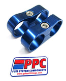 Blue Show Polished billet Aluminum Dual Hose Separators