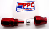 Red Show Polished PTFE Swivel Hose Ends Aluminum