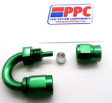 Green Show Polished PTFE  Hose Ends Aluminum