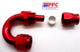 Red Show Polished PTFE Swivel Hose Ends Aluminum