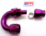 Purple Show Polished PTFE Swivel Hose Ends Aluminum