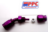 Purple Show Polished PTFE Swivel Hose Ends Aluminum