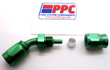 Green Show Polished PTFE  Hose Ends Aluminum