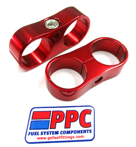 Red Show Polished billet Aluminum Dual Hose Separators