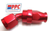 Red Show Polished PTFE Swivel Hose Ends Aluminum