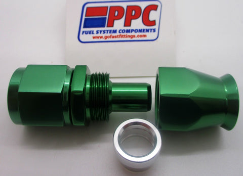 Green Show Polished PTFE  Hose Ends Aluminum