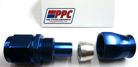 Blue Show Polished PTFE Swivel Hose Ends Aluminum