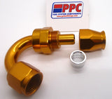Gold Show Polished PTFE Swivel Hose Ends Aluminum