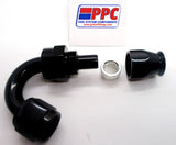 Black Show Polished PTFE Swivel Hose Ends Aluminum