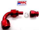 Red Show Polished PTFE Swivel Hose Ends Aluminum