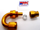 Gold Show Polished PTFE Swivel Hose Ends Aluminum