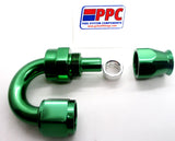 Green Show Polished PTFE  Hose Ends Aluminum