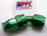 Green Show Polished PTFE  Hose Ends Aluminum
