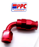 Red Show Polished PTFE Swivel Hose Ends Aluminum