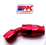 Red Show Polished PTFE Swivel Hose Ends Aluminum