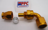 Gold Show Polished PTFE Swivel Hose Ends Aluminum