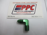 Green Show Polished Anodized Alum Straight 45 & 90 Adapter Fittings