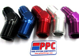 Gold Show Polished Anodized Alum Straight 45 & 90 Adapter Fittings