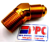 Gold Show Polished Anodized Alum Straight 45 & 90 Adapter Fittings