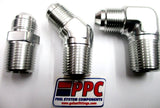 SimChrome Silver Show Polished Anodized Alum Straight 45 & 90 Adapter Fittings