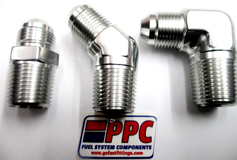 Niples adaptadores rectos de alumbre anodizado pulido SimChrome Silver Show 45 y 90