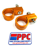 Abrazaderas "P" de aluminio billet pulido Gold Show