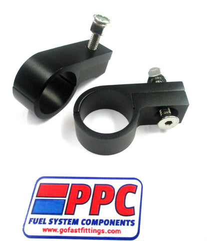 Abrazaderas "P" de aluminio billet pulido negro mate
