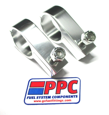 Abrazaderas "P" de aluminio billet pulido SimChrome Silver Show