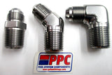 Titanium Gray Show Polished Anodized Alum Straight 45 & 90 Adapter Fittings