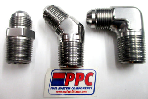 Titanium Gray Show Polished Anodized Alum Straight 45 & 90 Adapter Fittings