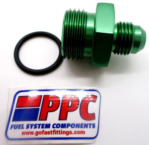 Green Show Polished  O-Ring Boss ORB  to AN Male Flare Straight  Aluminum Fitting