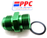 Green Show Polished  O-Ring Boss ORB  to AN Male Flare Straight  Aluminum Fitting