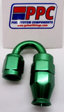 Green Show Polished PTFE Swivel Hose Ends Aluminum