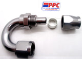 Titanium Gray Show Polished PTFE Swivel Hose Ends Aluminum