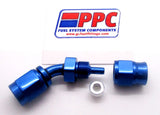 Blue Show Polished PTFE Swivel Hose Ends Aluminum