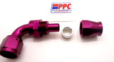 Purple Show Polished PTFE Swivel Hose Ends Aluminum