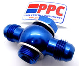 Dual -06 inlet  Banjo Fittings w/ Banjo Bolt & Crush Washers in Show Polished Aluminum