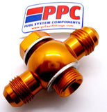 Dual -06 inlet  Banjo Fittings w/ Banjo Bolt & Crush Washers in Show Polished Aluminum