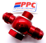 Dual -06 inlet  Banjo Fittings w/ Banjo Bolt & Crush Washers in Show Polished Aluminum