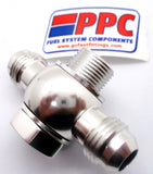 Dual -06 inlet  Banjo Fittings w/ Banjo Bolt & Crush Washers in Show Polished Aluminum