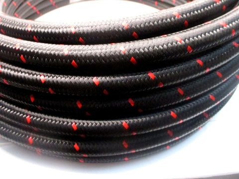 Red Stripe Black Nylon Braided  30r9 lightweight hose  per foot Ethanol /E85 Compatible