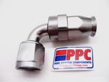 Titanium Gray Show Polished PTFE Swivel Hose Ends Aluminum