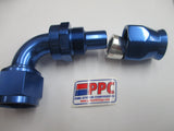 Blue Show Polished PTFE Swivel Hose Ends Aluminum