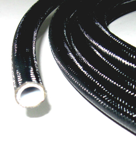 PTFE Steel Braided Hose with Black Nylon Braided Cover Sold Per Foot