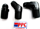 Black Show Polished Anodized Alum Straight 45 & 90 Adapter Fittings