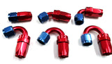 Extremos de manguera giratorios reutilizables azul y rojo